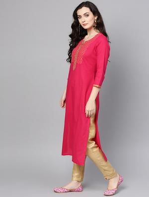 solid straight kurta - 17463098 - Standard Image - 2