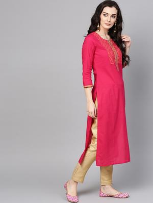 solid straight kurta - 17463098 - Standard Image - 3