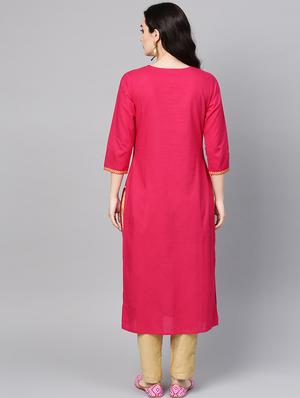 solid straight kurta - 17463098 - Standard Image - 4