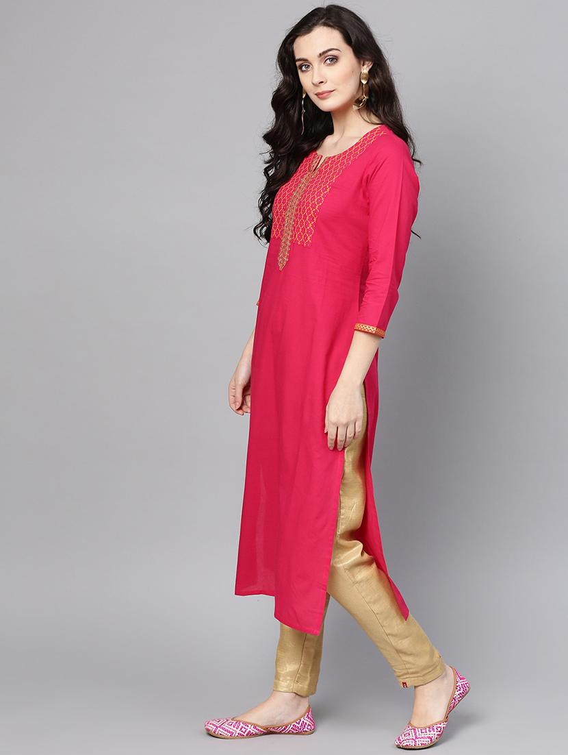 solid straight kurta - 17463098 - Zoom Image - 2