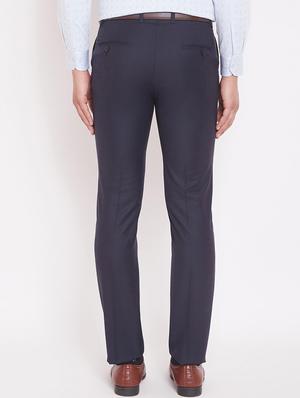 navy blue solid flat front formal trouser - 17463459 - Standard Image - 3