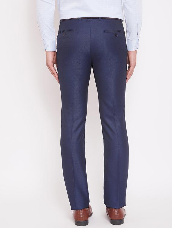 blue textured flat front formal trouser - 17463461 - Zoom Image - 3