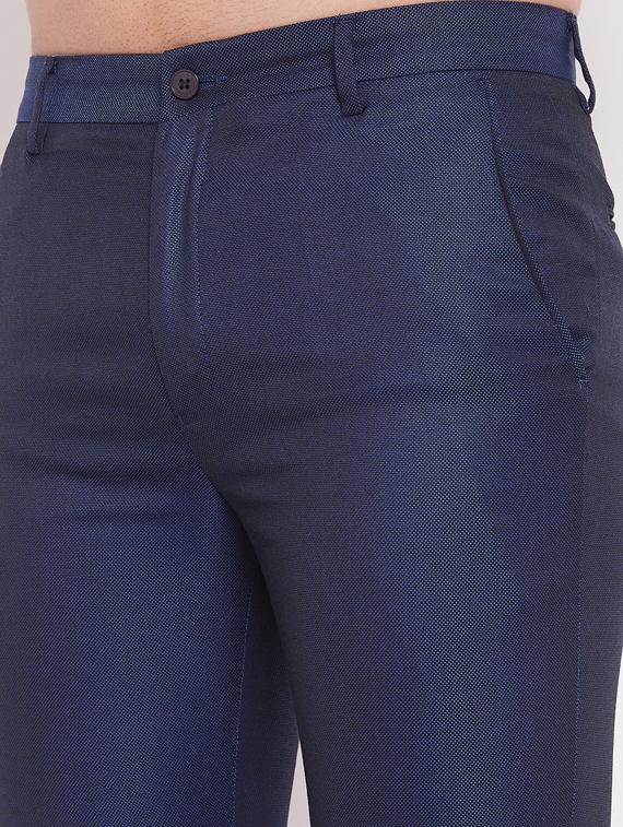 blue textured flat front formal trouser - 17463461 - Zoom Image - 5