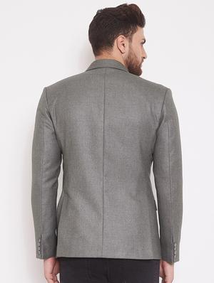 grey solid single breasted casual blazer - 17463499 - Standard Image - 3