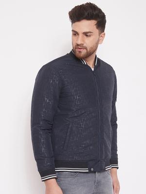 navy blue printed bomber jacket - 17463503 - Standard Image - 2