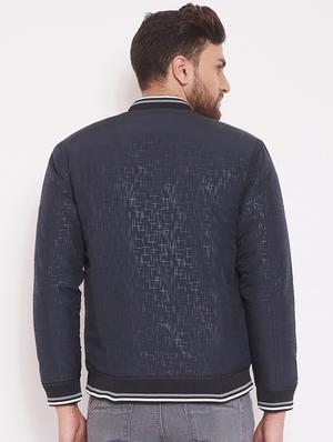 navy blue printed bomber jacket - 17463503 - Standard Image - 3