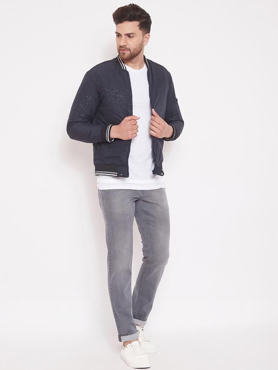 navy blue printed bomber jacket - 17463503 - Zoom Image - 4