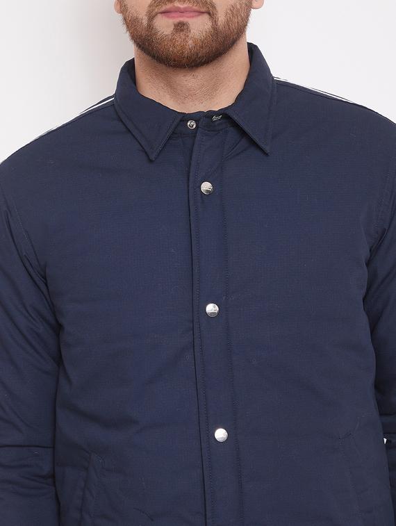 navy blue solid casual jacket - 17463509 - Zoom Image - 5