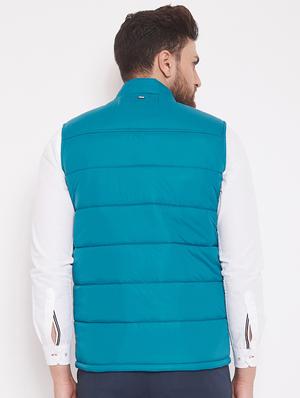 blue solid quilted jacket - 17463513 - Standard Image - 3