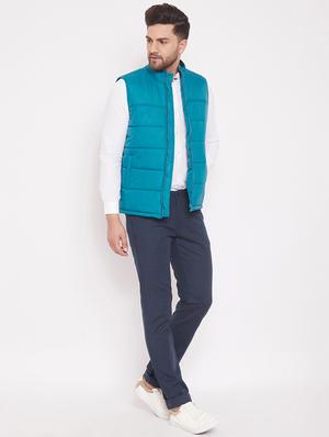 blue solid quilted jacket - 17463513 - Standard Image - 4