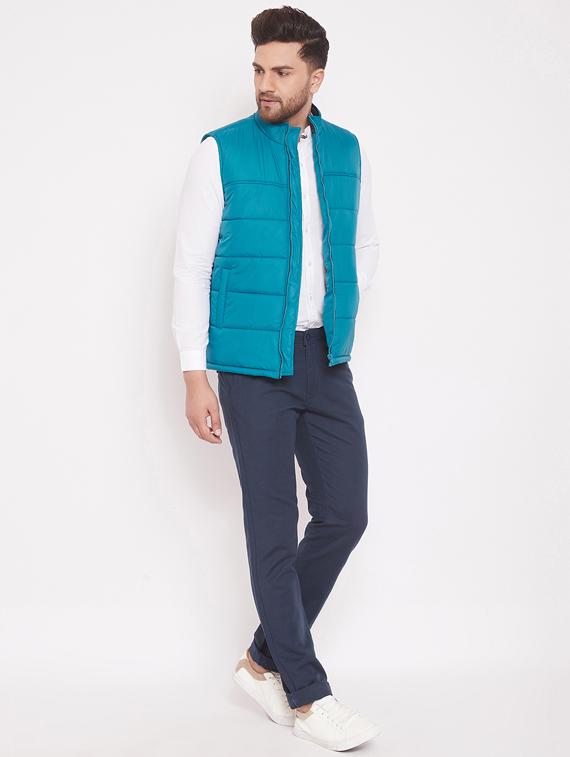 blue solid quilted jacket - 17463513 - Zoom Image - 4
