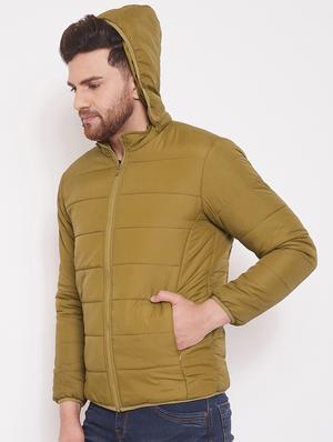 khaki solid quilted jacket - 17463517 - Standard Image - 2