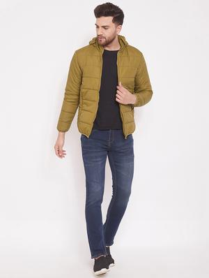 khaki solid quilted jacket - 17463517 - Standard Image - 4