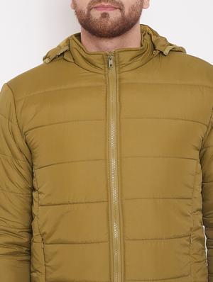 khaki solid quilted jacket - 17463517 - Standard Image - 5