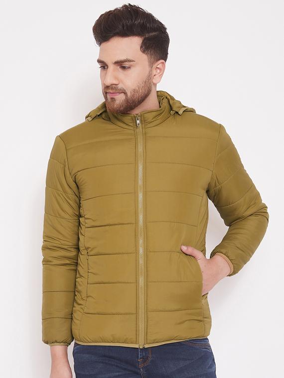 khaki solid quilted jacket - 17463517 - Zoom Image - 1