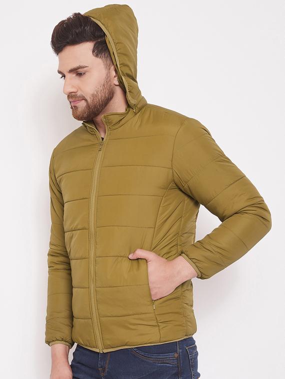 khaki solid quilted jacket - 17463517 - Zoom Image - 2