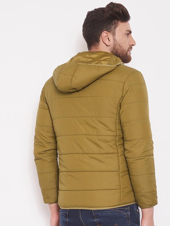 khaki solid quilted jacket - 17463517 - Zoom Image - 3