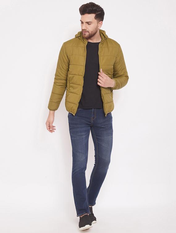 khaki solid quilted jacket - 17463517 - Zoom Image - 4