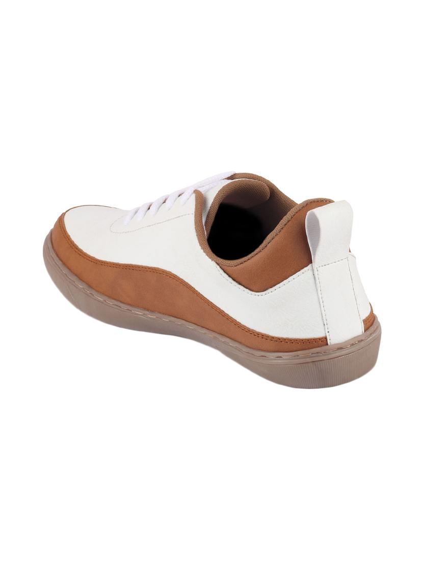 tan synthetic lace up sneakers - 17463565 - Zoom Image - 3