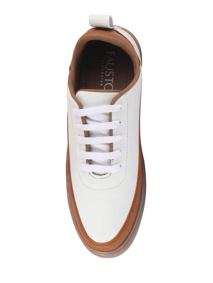 tan synthetic lace up sneakers - 17463565 - Zoom Image - 4