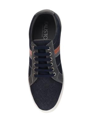 navy synthetic lace up sneakers - 17463567 - Standard Image - 4