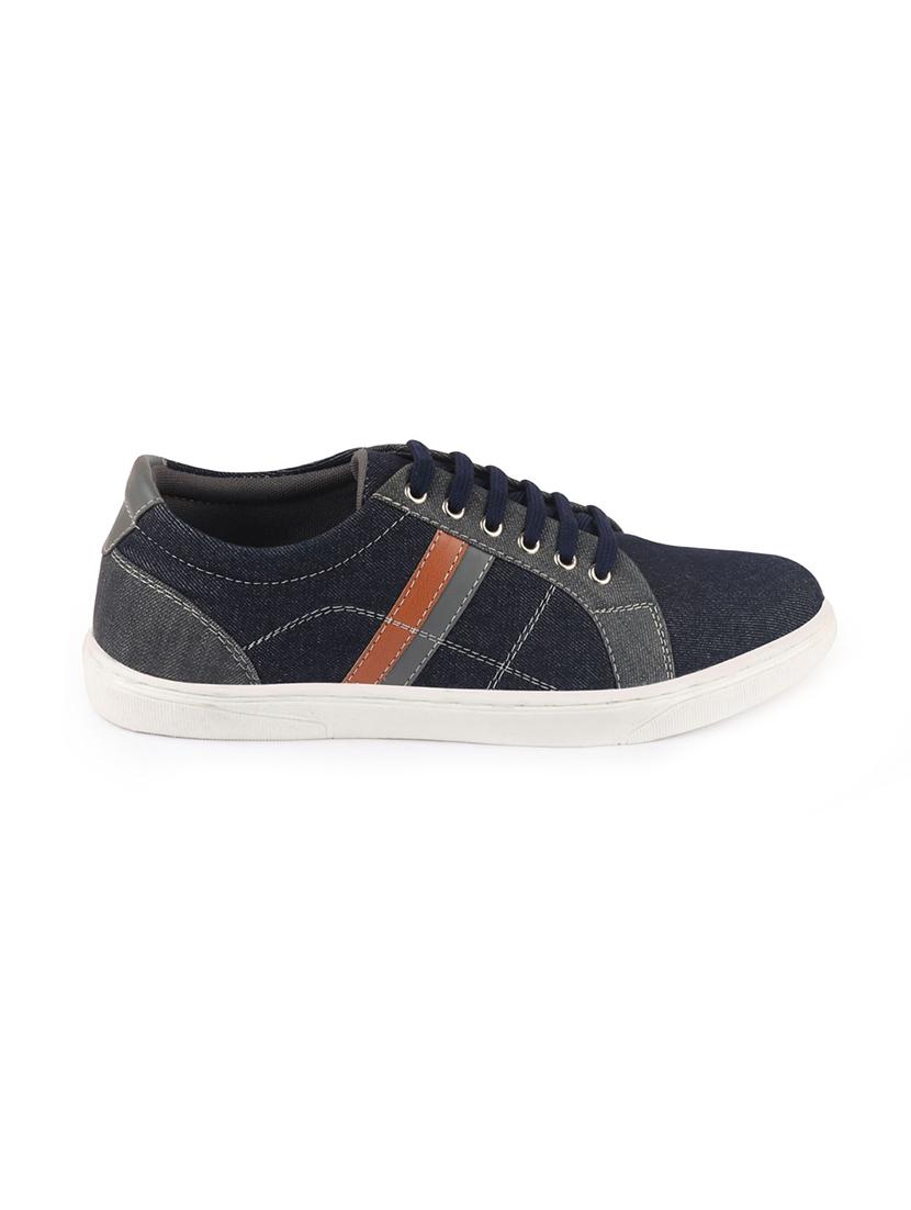 navy synthetic lace up sneakers - 17463567 - Zoom Image - 2