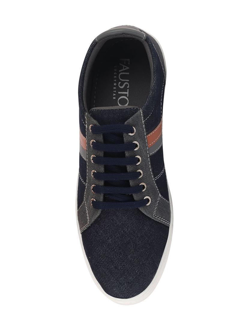 navy synthetic lace up sneakers - 17463567 - Zoom Image - 4