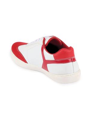red synthetic lace up sneakers - 17463571 - Standard Image - 3
