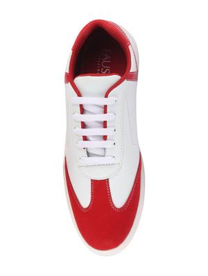 red synthetic lace up sneakers - 17463571 - Standard Image - 4