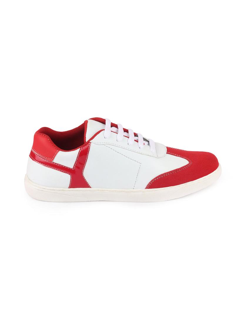 red synthetic lace up sneakers - 17463571 - Zoom Image - 2
