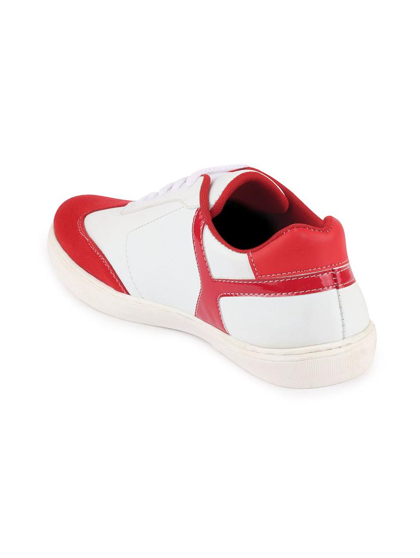 red synthetic lace up sneakers - 17463571 - Zoom Image - 3