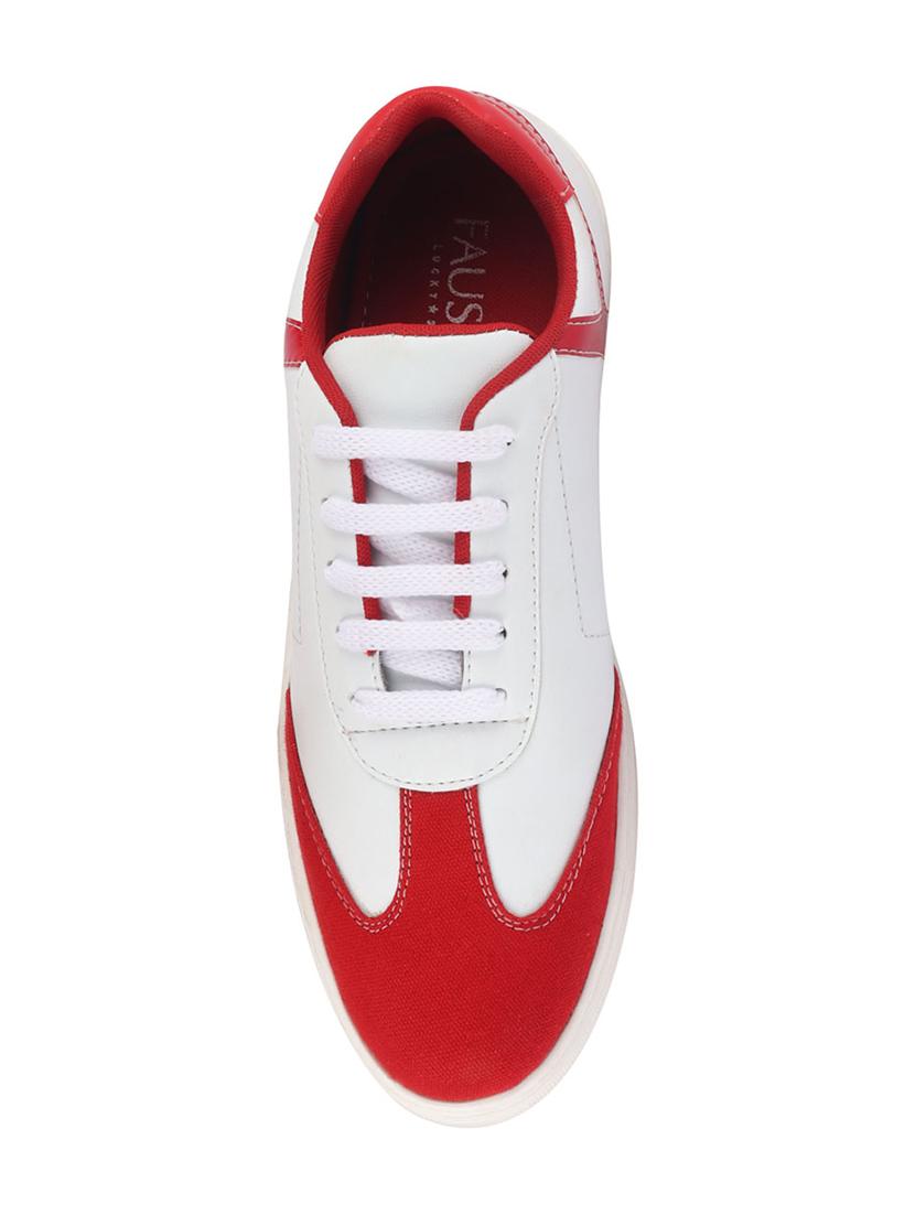 red synthetic lace up sneakers - 17463571 - Zoom Image - 4