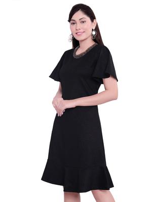 black hosiery fit & flare dress - 17463713 - Standard Image - 2
