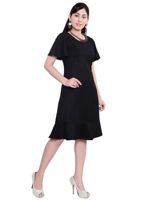 black hosiery fit & flare dress - 17463713 - Standard Image - 4