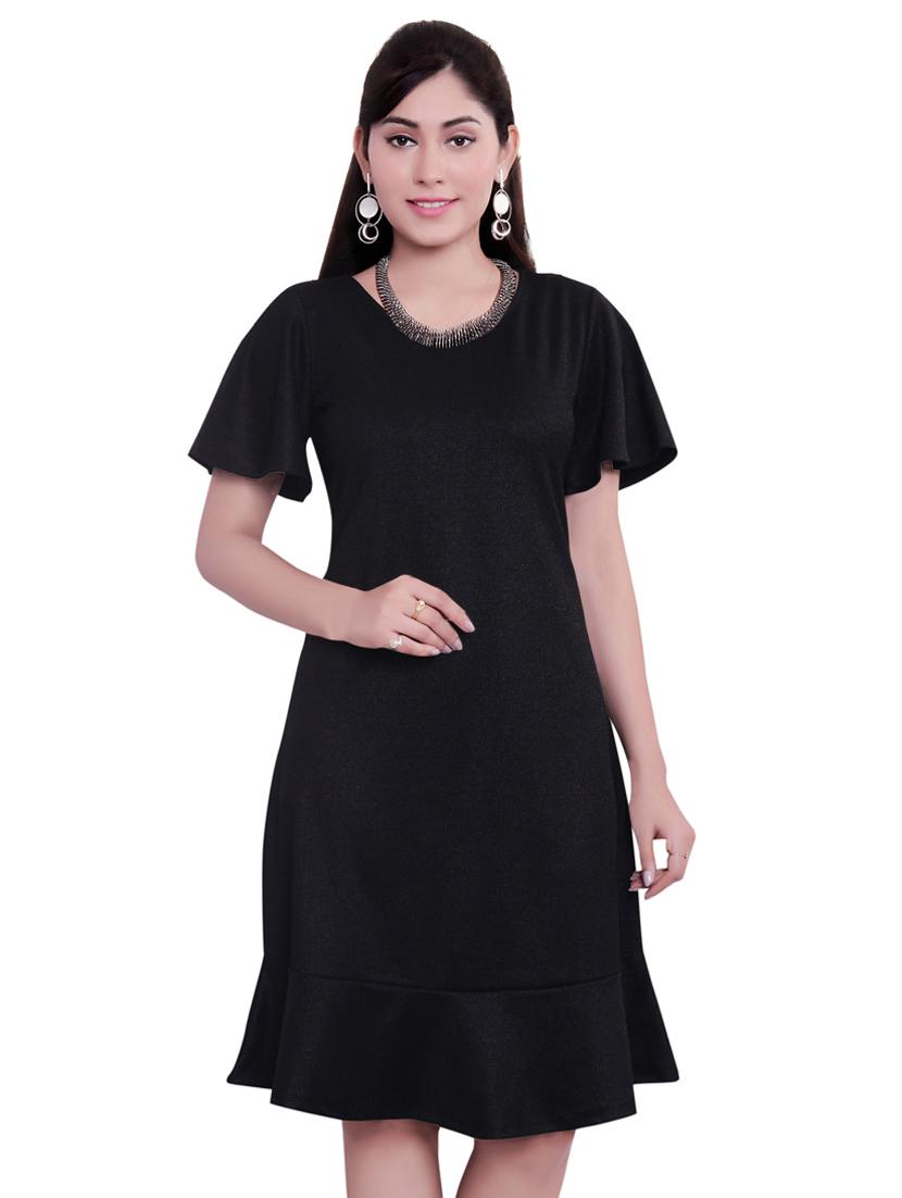 black hosiery fit & flare dress - 17463713 - Zoom Image - 1