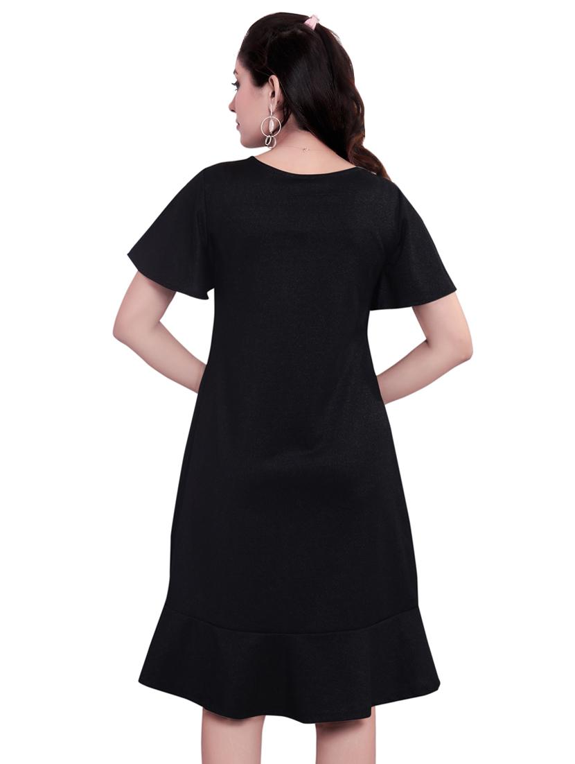 black hosiery fit & flare dress - 17463713 - Zoom Image - 3