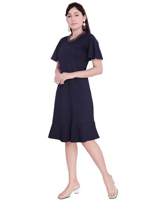 blue hosiery fit & flare dress - 17463714 - Standard Image - 4