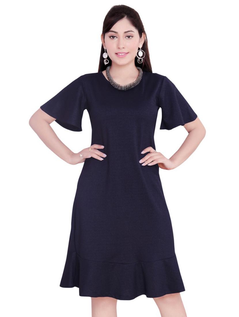 blue hosiery fit & flare dress - 17463714 - Zoom Image - 1