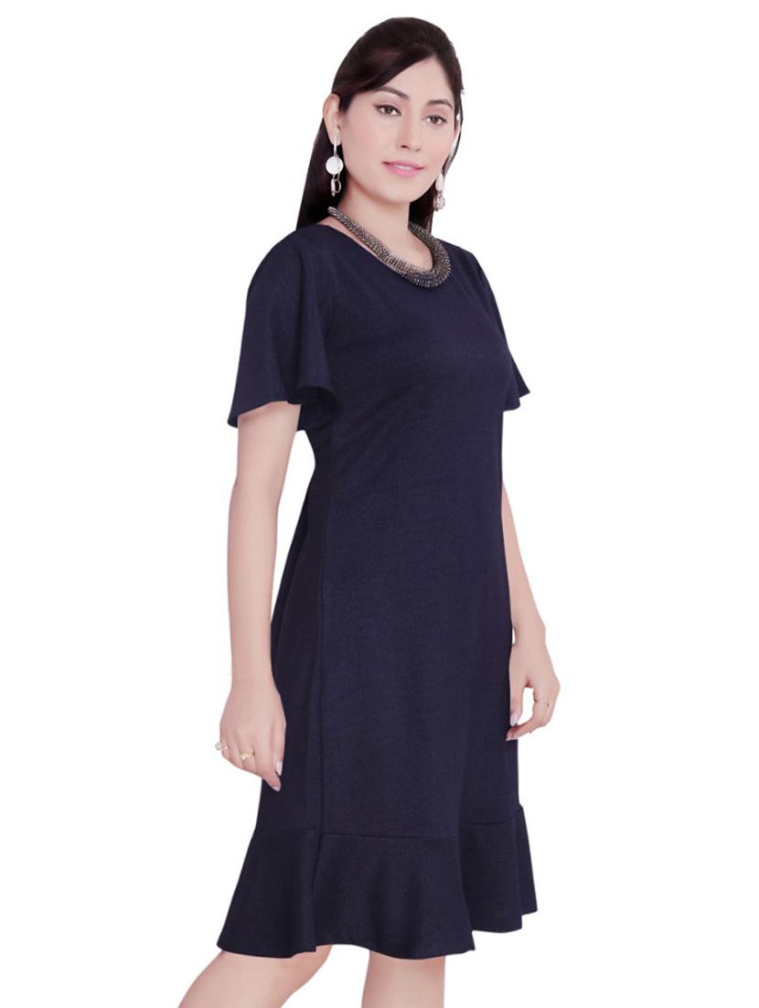 blue hosiery fit & flare dress - 17463714 - Zoom Image - 2
