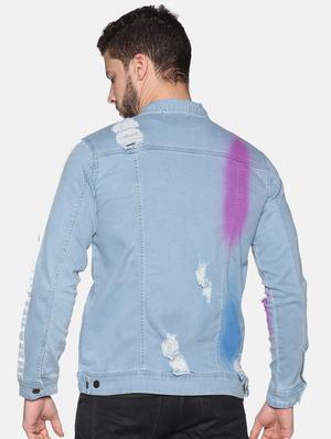 blue ripped taped denim jacket - 17463737 - Standard Image - 3