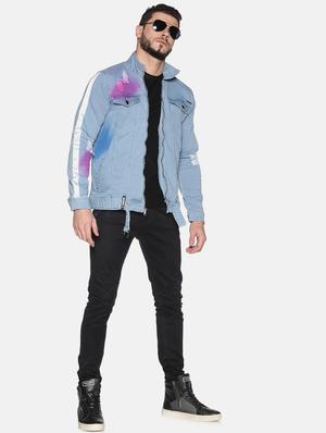 blue ripped taped denim jacket - 17463737 - Standard Image - 4