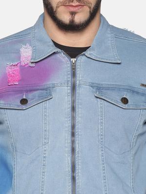 blue ripped taped denim jacket - 17463737 - Standard Image - 5