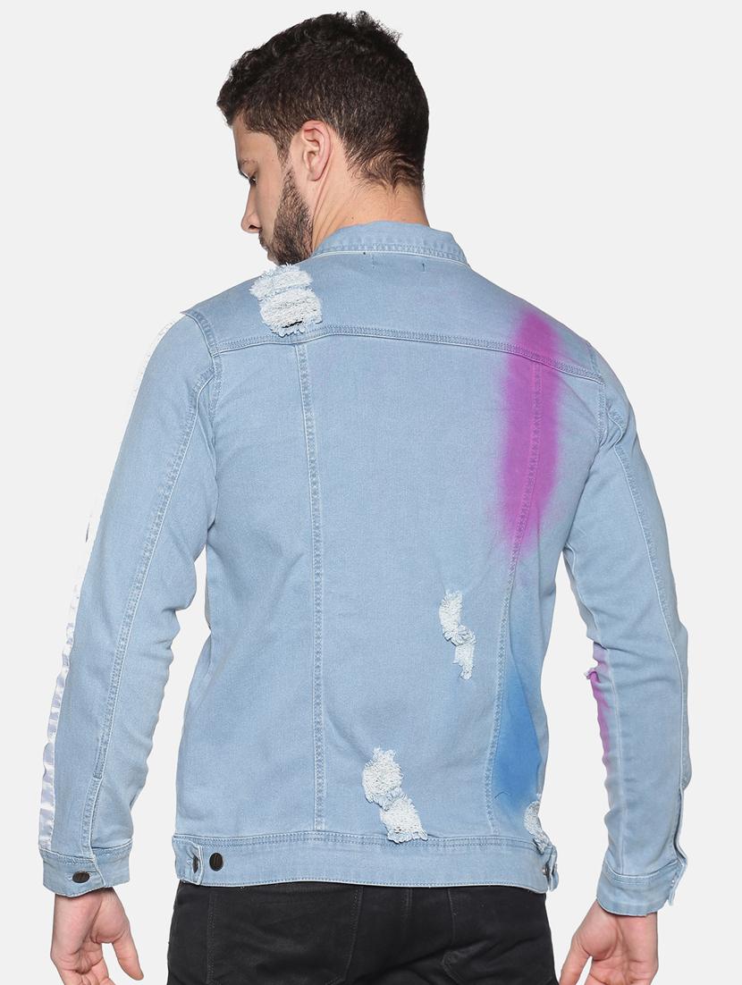 blue ripped taped denim jacket - 17463737 - Zoom Image - 3