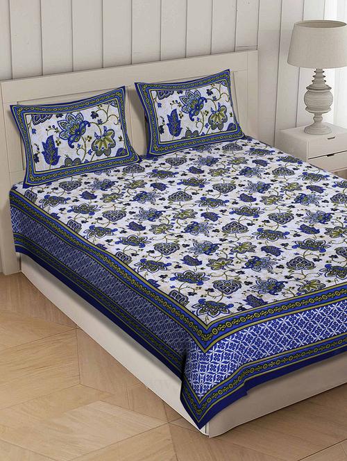 cotton premium king size bedsheet with two zip pillow covers - 17464221 - Standard Image - 1