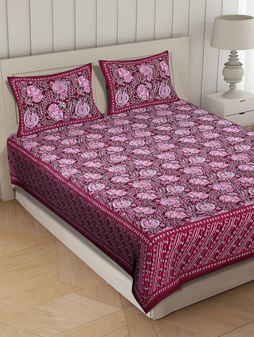 cotton premium king size bedsheet with two zip pillow covers - 17464225 - Zoom Image - 1