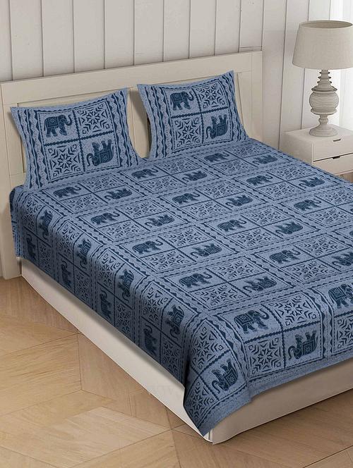 cotton premium king size bedsheet with two zip pillow covers - 17464228 - Standard Image - 1