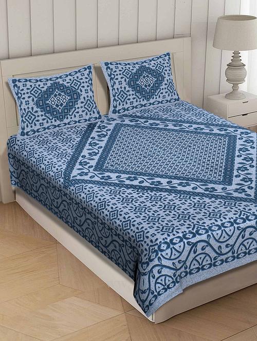 cotton premium king size bedsheet with two zip pillow covers - 17464231 - Standard Image - 1