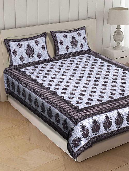 cotton premium double size bedsheet with two pillow covers - 17464264 - Standard Image - 1