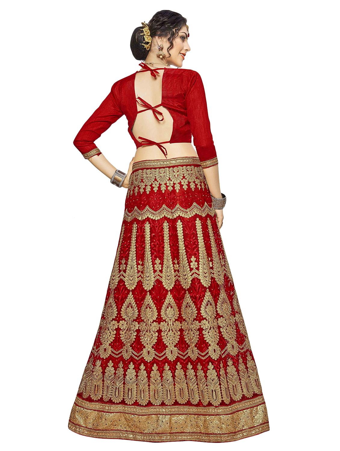 embroidered a-line lehenga - 17464273 - Zoom Image - 3