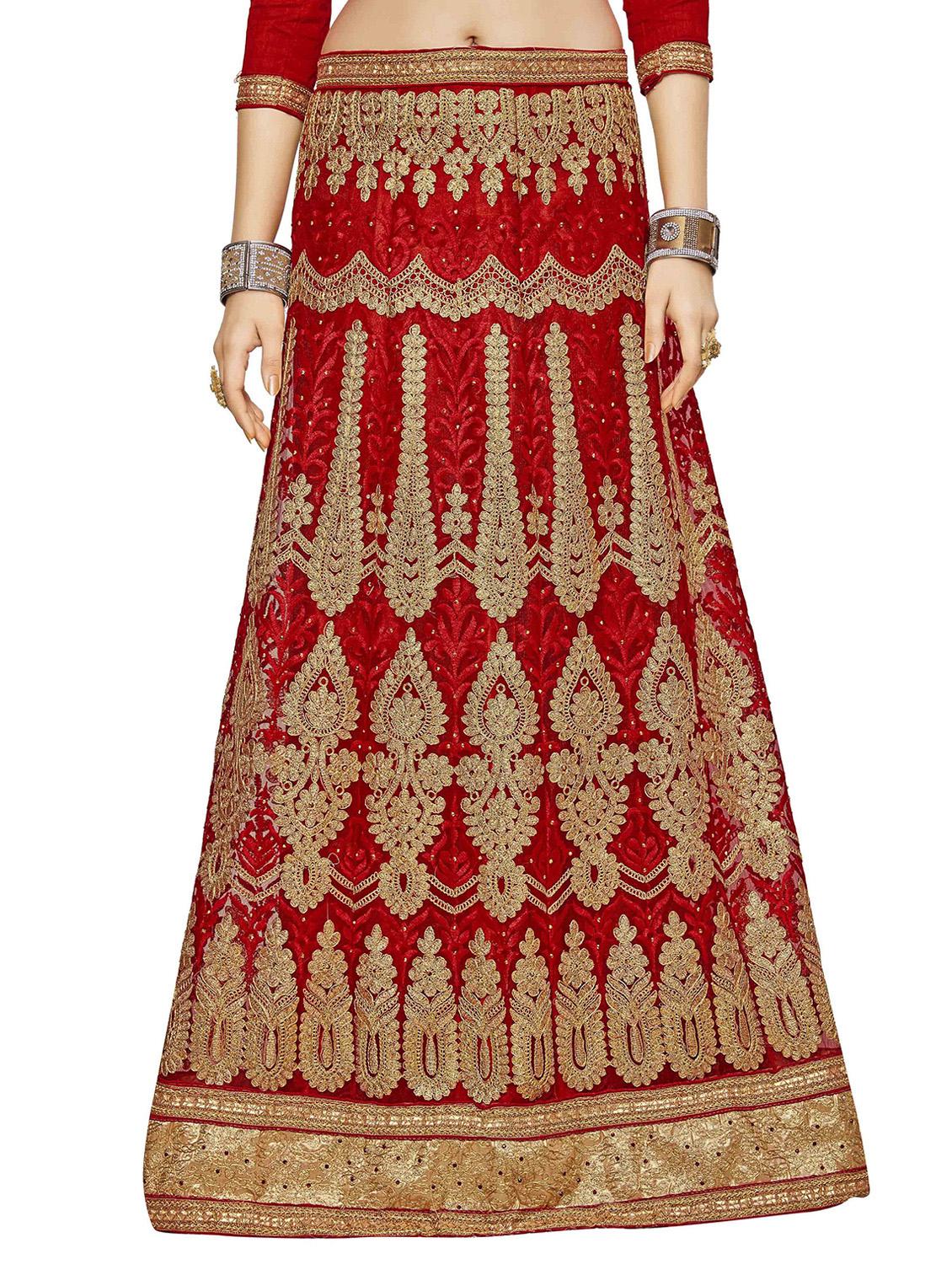 embroidered a-line lehenga - 17464273 - Zoom Image - 4